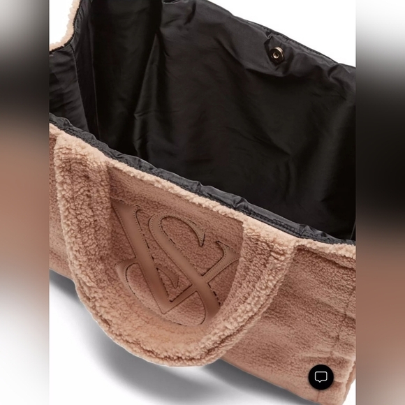 New Victoria's Secret Plush Fleece Tote Tan Brown Sherpa Brand - Picture 4 of 4